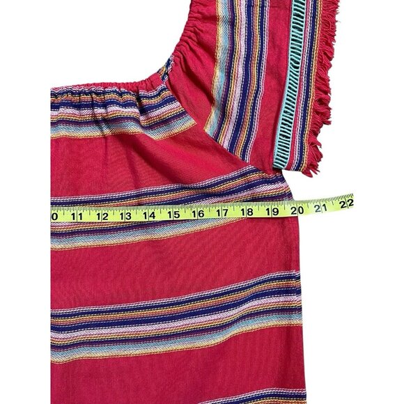 Anthropologie DRA Woven Frayed Raw Stripe Boho Top Large Short Sleeves - Picture 9 of 9